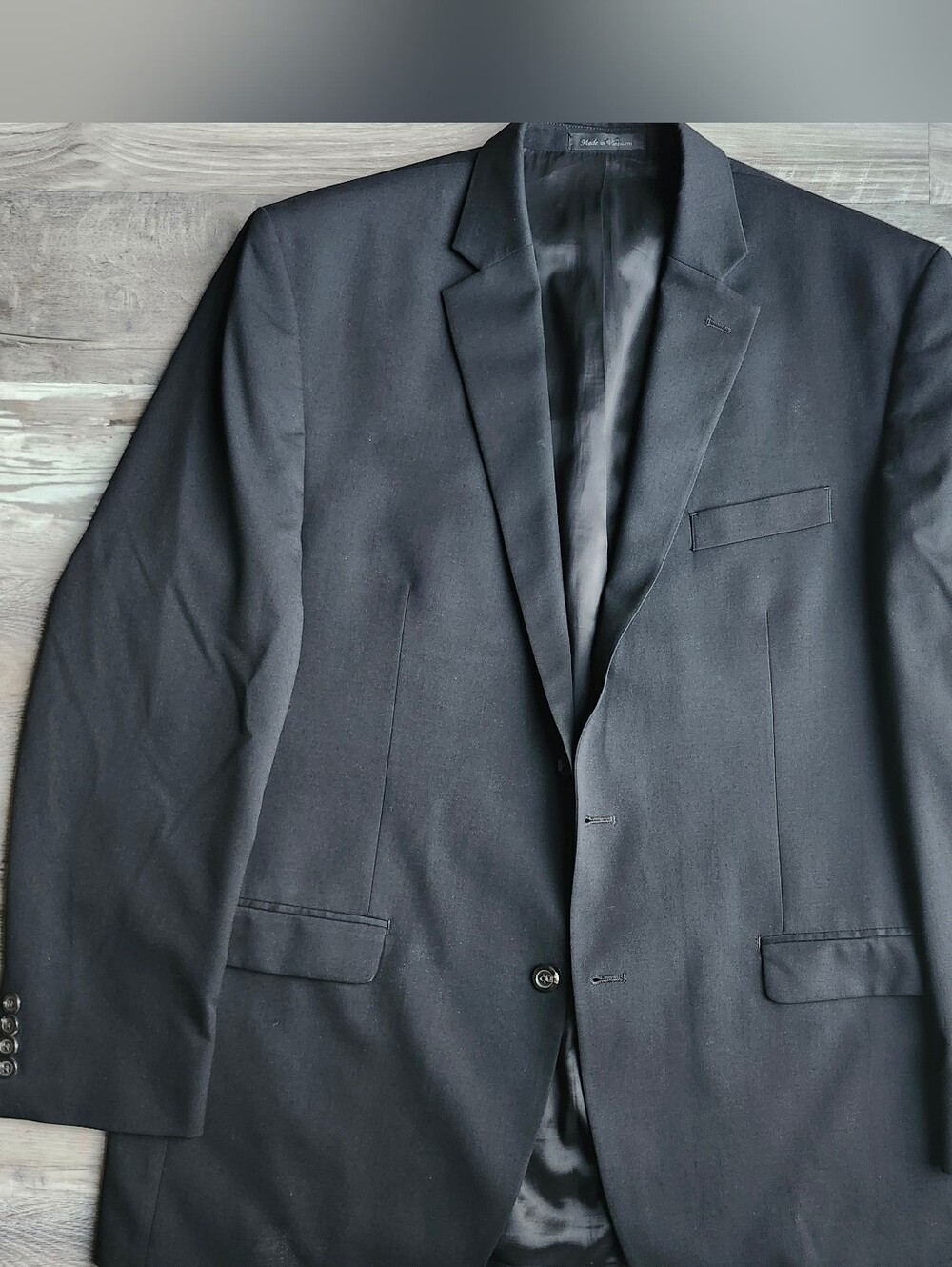 Chaps Men's Black Blazer Sport Coat 46R Two Button Suit Jacket Classic